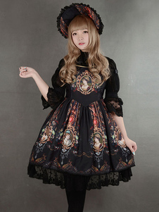 Robe lolita synthétique impression rétro