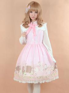 Robe lolita attirante en chiffon impression avec noeud Jolie