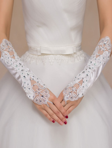 Gants Mitaines en tulle ivoire de mariage Longueur de coude