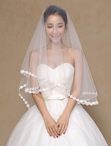 Voile voile à coude 1 couche en tulle avec fleur plongeant