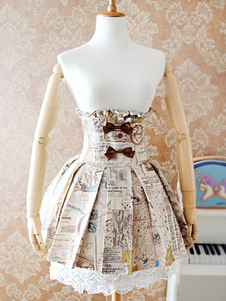 Jupe lolita écru blanche rétro synthétique impression