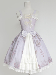 Robe lolita synthétique violete impression avec noeud