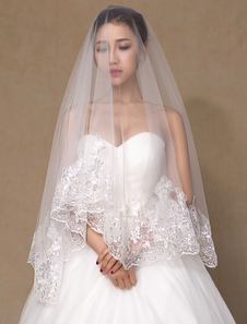 Voile voile à coude 1 couche en tulle dentelle plongeant