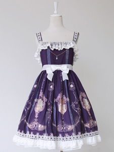 Belle Robe lolita synthétique impression avec noeud