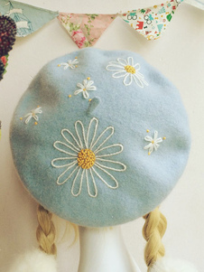 Coiffe lolita bleu claire en laine