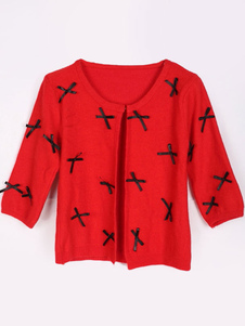 Cardigan de Lolita Blend Red Bow laine pour femmes