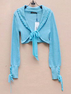 Lacets bleu Bow mélange Lolita Cardigan en laine pour femmes