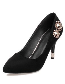 Chaussures de mariée à talons en cuir poncé avec cristal