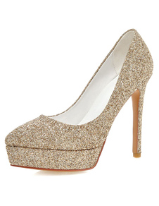 Chaussures plateforme de mariée Paillette à talons aigus