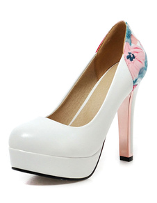 Escarpins à plateforme à talons aigus imprimé fleuri