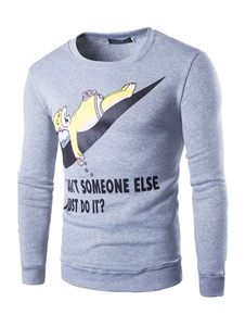 Cartoon gris impression coton mélange Sweatshirt pour homme