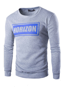 Gris lettres impression coton mélange Sweatshirt pour homme