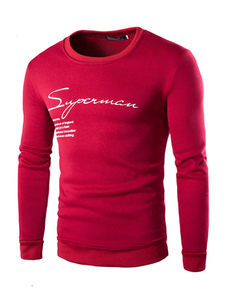 Lettres rouges imprimés coton mélange Sweatshirt tendance pour hommes