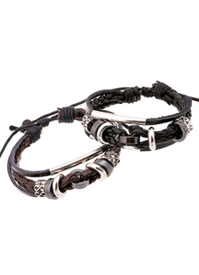 Bracelet extensible multicolore métallique en Faux cuir pour hommes