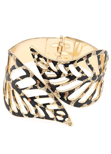Leopard Imprimer feuille de découpe ouverte forme Bracelet pour les femmes