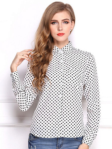 Chemisier en mousseline de soie de pois bicolore boutons