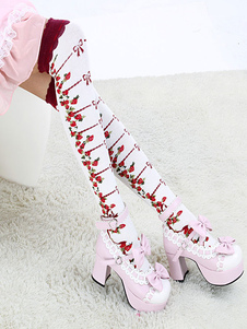Chaussettes blanches Chic impression synthétique Lolita