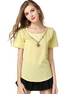 Lissage Casual chemisier en mousseline de soie jaune