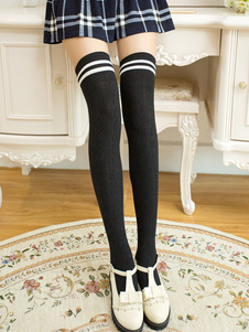 Bas bicolores Over-the-Knee coton pour femmes