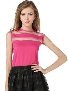 Rose rouge découpe Camis en mousseline de soie pour les femmes