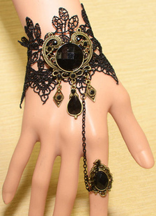 Bracelet Dentelle métal strass noir pour femmes