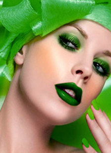 Vert foncé, éclaircissant la peau rouge à lèvres pour les femmes