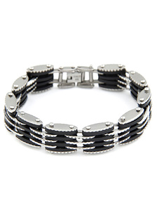 Boîte argentée fermoir Bracelet métal en couches pour hommes