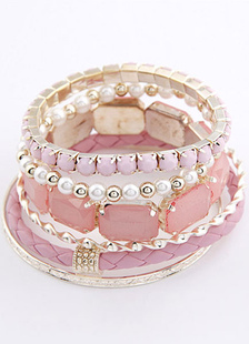 Rose perlé métal Bohême couches Bracelet pour les femmes