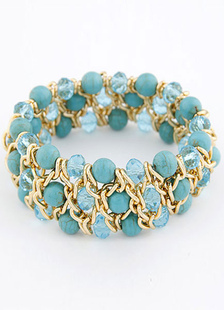 Bracelet en métal perles bleu ciel pour les femmes
