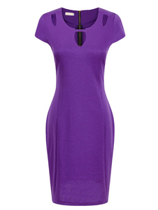 Purple découpe romain tricot robe Bodycon