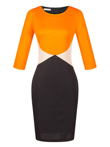 Color Block romain tricot robe Bodycon