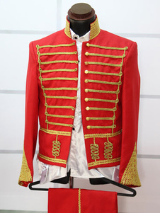 Rouge baroque rayures Baroque Royal Costumes synthétiques pour les hommes