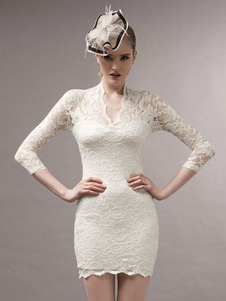 Deep-V semi Sheer Spandex courte robe blanche pour les femmes