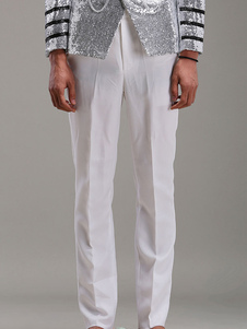Victorien blanc façonnage pantalon Costume synthétique pour les hommes