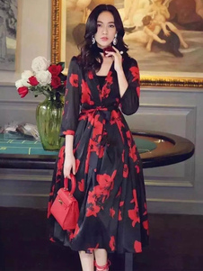 Split impression Floral bicolore Sash soie, comme robe Maxi