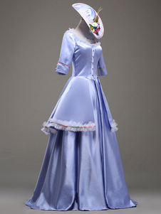 Costume rétro bleu ciel clair synthétique