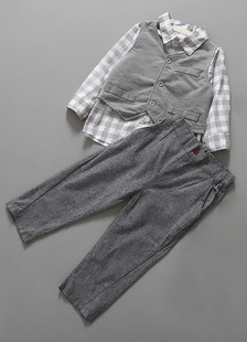 Gris costume de l'enfant du mélange coton costume garçon