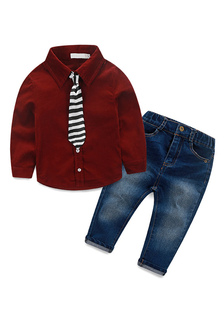 Costume de l'enfant de la mélange coton costume rayures cravate du garçon multicolore