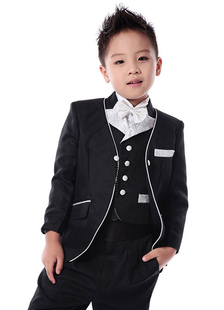 Noir de costume papillon boutons coton mélange Polyester costume garçon