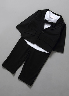 Noir de costume de costume papillon poches coton mélange enfants garçon