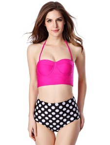 Les pois multicolore Chic Bikini Push Up maillot de bain Spandex Lycra