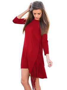 Robe courte rouge Fringe Chic robe acrylique
