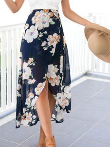 Robe d'été en mousseline de soie imprimé Floral multicolore haut/bas