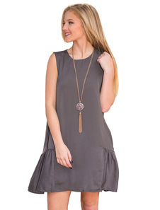 Robe gris Ruffles surdimensionné a-line robe acrylique