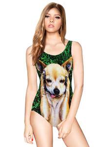 Maillot de bain multicolore Backless animaux impression Spandex maillot de bain