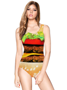 Maillot de bain multicolore Backless impression Chic Spandex maillot de bain