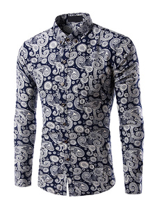 Chemise multicolore impression façonnage coton Chemise Casual pour hommes