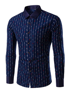 Chemise marine coton imprimé Chic Casual Shirt pour hommes