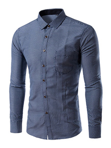 Chemise bleue rayures façonnage coton Chemise Casual pour hommes