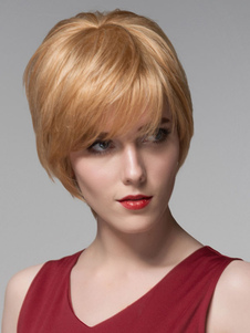 Perruque de cheveux de lumière Tan homme Cogne courte perruque de fête pour les femmes